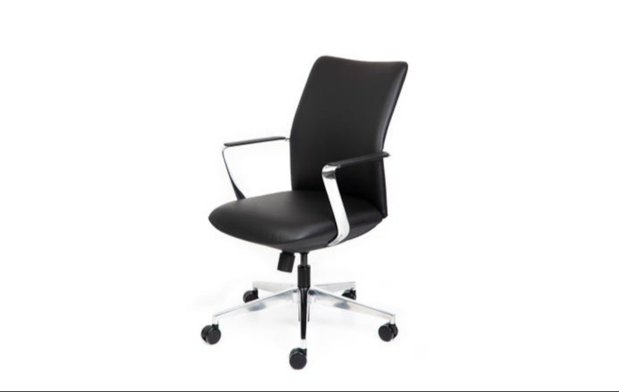 Director Mid Back Black Leather  